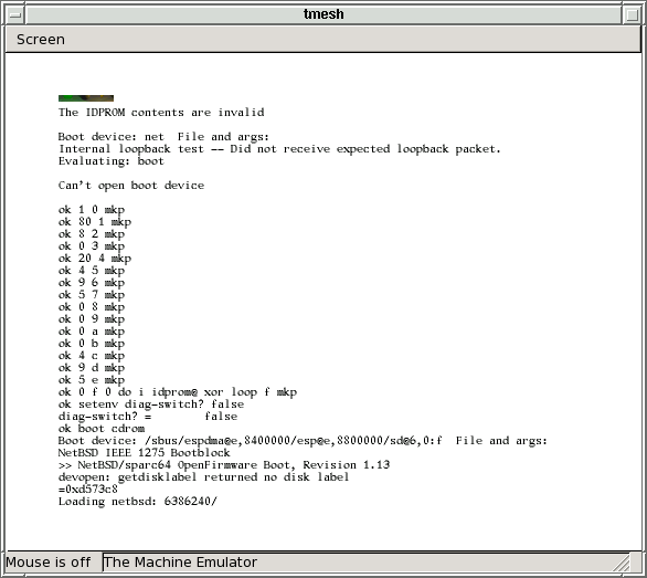 Loading the INSTALL kernel